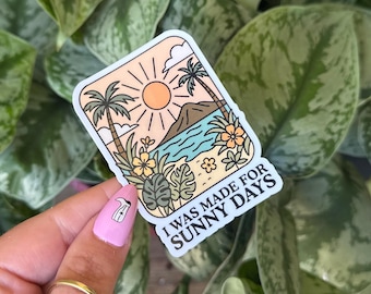 Sunny Days Waterproof Sticker: Hand-drawn Beach Art