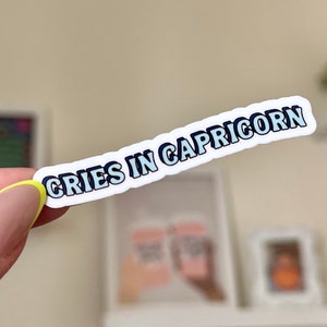 Cries in Capricorn Waterproof Sticker, Zodiac Signs, Astrology Stickers, Trendy Gifts, Popular Stickers, Zodiac Gifts, Waterbottle Decal