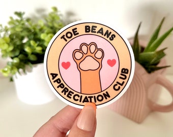 Toe Beans Appreciation Waterproof Sticker - Laptop Decals - Waterbottle Stickers - Tumbler Decal - Cat Mom Stickers, Cat Gifts