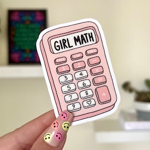 Mädchen Mathe Taschenrechner wasserdichter Aufkleber, Kaffeegeschenke, trendige Aufkleber, Kaffeeliebhaber, VSCO Aufkleber, Wasserflaschenaufkleber