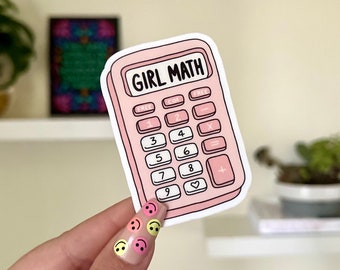 Girl Math Calculator Waterproof Sticker, Coffee Gifts, Trendy Stickers, Coffee Lover, VSCO Sticker, Waterbottle Stickers
