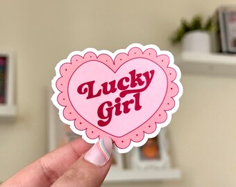 Lucky Girl Heart waterdichte sticker, alles werkt voor mij, trendy stickers, Lucky Girl Syndrome, schattige stickers, moksticker