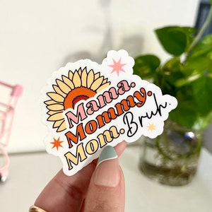 Groovy Mom Waterproof Sticker: Retro Mama Sunflower Decal