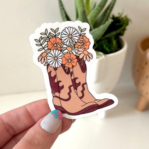 Boot Flowers Waterproof Sticker, Western Stickers, Country Sticker, Cowgirl Boots Sticker, Waterbottle Decal, Tumbler Sticker, Mug Sticker