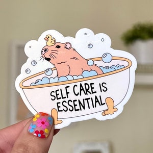 Self Care is Essential Waterproof Sticker, Mental Health Stickers, Handdrawn Art, Bestfriend Gifts, Positivity