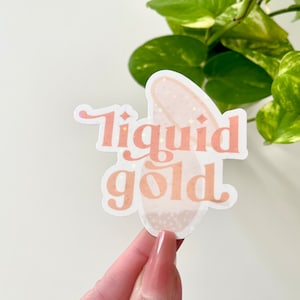 Liquid Gold Holo Wodoodporna Naklejka Karmiąca Mama, Naklejki dla Mam, Naklejki na Kubki, Naklejka na Butelkę z Wodą, Prezenty dla Mamy