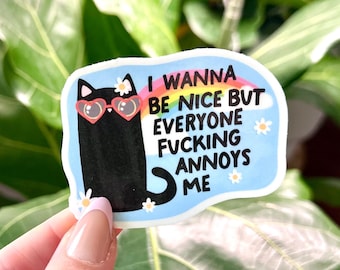 Everyone Annoys Me Waterproof Sticker, Mental Health Stickers, Handdrawn Art, Bestfriend Gifts, Positivity, Anxiety