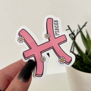 Pisces Waterproof Sticker, Zodiac Signs, Astrology Stickers, Trendy Gifts, Popular Stickers, Zodiac Gifts, Waterbottle Decal