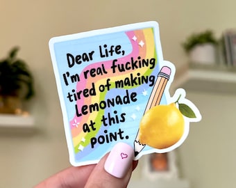 Lemonade Waterproof Sticker: Handdrawn Mental Health Art