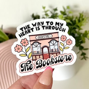 De weg naar mijn hart is door de boekwinkel waterdichte sticker, boekenliefhebbers, cadeaus voor lezers, boekcadeaus, lezen, lezing, leesgrage schat,