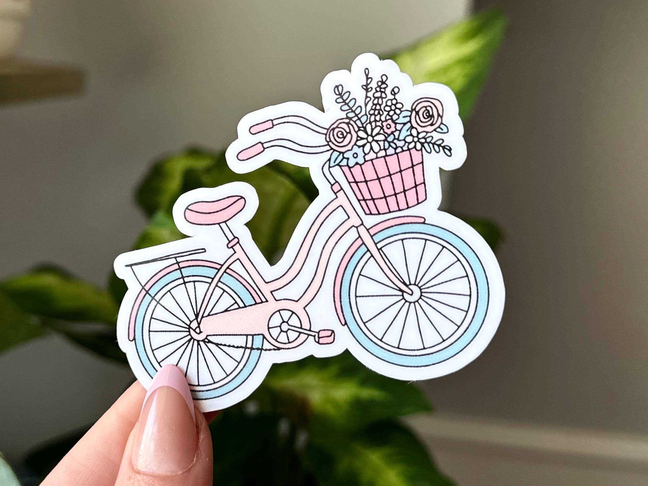 春の自転車防水ステッカー、メンタルヘルスステッカー、手描きアート
