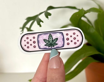 Bud Bandaid Waterproof Sticker, Stoner Laptop Decal