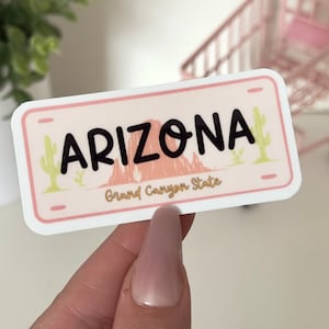 Arizona Plate Waterproof Sticker, Arizona Gifts, The Grand Canyon State, Waterbottle Sticker, State License Plate Stickers, Handdrawn