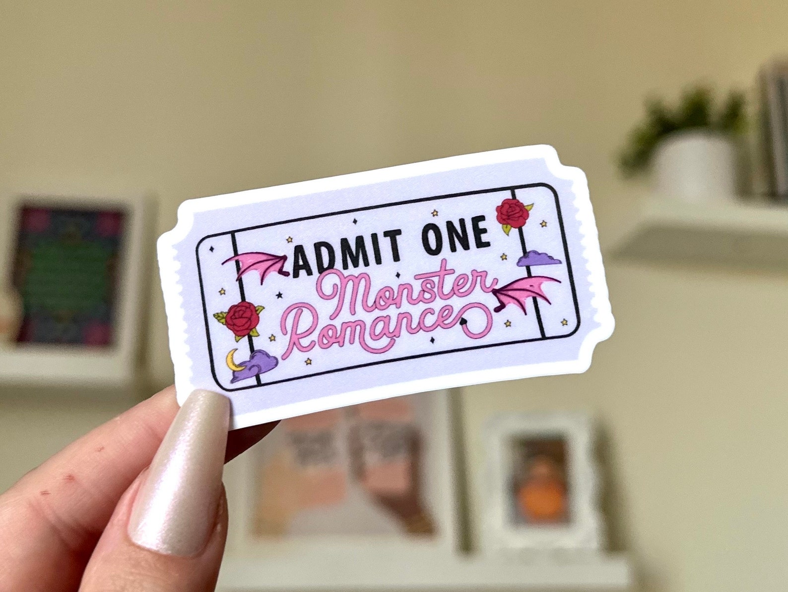 Admit One Monster Romance Waterproof Sticker, Book Stickers, Gifts for ...