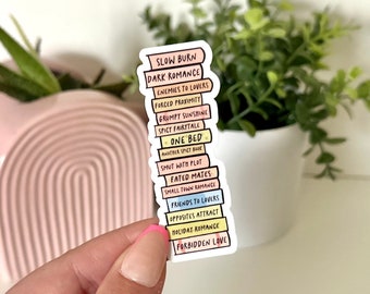Book Tropes Waterproof Sticker, Book Lovers, Gifts for Readers, Book Gifts, Reading, Bookish Babe, Smut, Romance Reader, Endless TBR