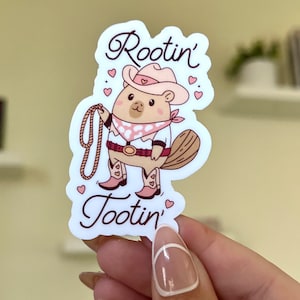 Rootin Tootin Waterproof Sticker, Western, Capybara, Waterbottle Stickers, Funny Bestfriend Gifts