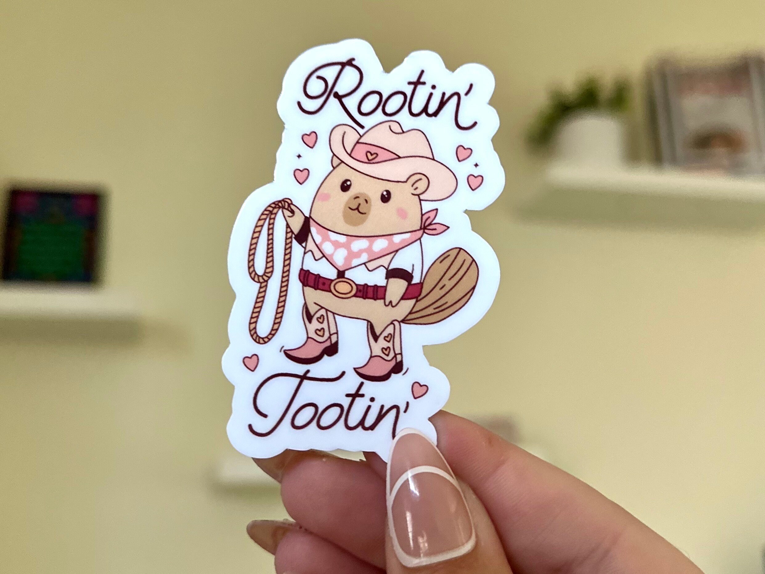 Rootin Tootin Waterproof Sticker, Western, Capybara, Waterbottle