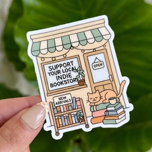 Unterstützen Sie Ihre lokale Indie-Buchhandlung Wasserdichter Aufkleber, Buchaufkleber, Geschenke für Leser, Bücherwurm, Buchliebhaber-Aufkleber, BookTok, Buchclub