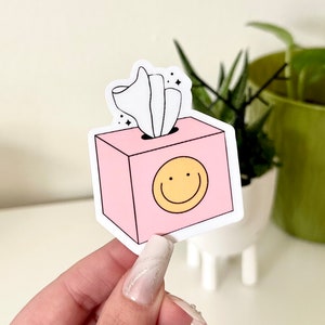 Tissue Box Cry Baby Waterproof Sticker, Cute Stickers, Trendy Popular Decal, Waterbottle Sticker, Tumbler Decal