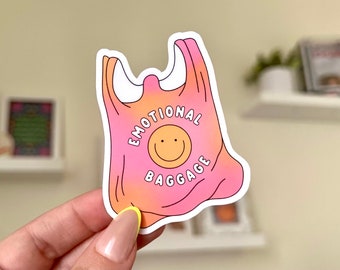 Emotional Baggage Waterproof Sticker, Intuition, Self Care, Self Love, Mental Health Gifts, Anxious, Cute Mental Health, Funny Bestie Gift