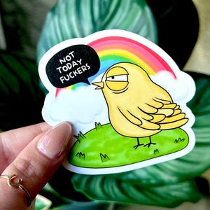 Sticker imperméable Fxckers Pas aujourd&#39;hui : sticker oiseau rigolo