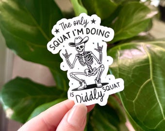 Adesivo à prova d'água de esqueleto Diddly Squat: Humor sobre saúde mental