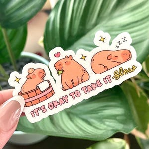 It’s Okay To Take It Slow Waterproof Sticker, Mental Health Stickers, Self Love Gifts, Handdrawn Art, Best Friend Gift