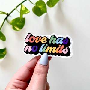 Love Has No Limits Waterproof Sticker, Pride Stickers, LGBTQ+ Gifts, Pride Gifts, Queer Stickers, LGBTQ Stickers, Waterbottle Stickers