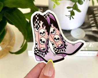 Emo Cowgirl Boots Sticker: Waterproof Goth Decal