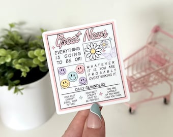 Great News! Everything is Going to be Okay Waterproof Sticker, Mental Health Stickers, Therapist Gifts, Therapy Art, Waterbottle Sticker