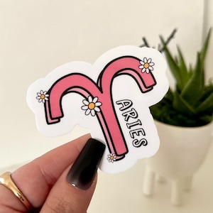 Aries Waterproof Sticker, Zodiac Signs, Astrology Stickers, Trendy Gifts, Popular Stickers, Zodiac Gifts, Waterbottle Decal