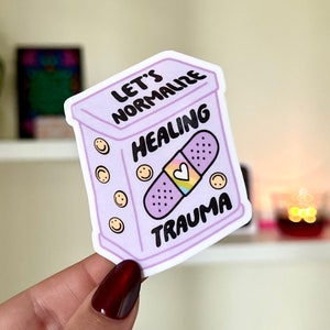 Let’s Normalize Healing Trauma Bandaid Waterproof Sticker, Intuition, Self Care, Self Love, Mental Health Gifts, Anxious, Cute Mental Health