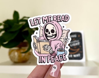 Pegatina impermeable "Déjame leer en paz", pegatinas de libros, regalos para lectores, pegatina para portátil para amantes de los libros, BookTok