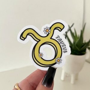 Taurus Waterproof Sticker, Zodiac Signs, Astrology Stickers, Trendy Gifts, Popular Stickers, Zodiac Gifts, Waterbottle Decal