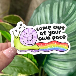 Come Out At Your Own Pace Waterproof Sticker, Pride Stickers, LGBTQ+ Gifts, Pride Gifts, Queer Stickers, LGBTQ Stickers