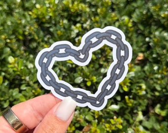 Sticker imperméable coeur chaîne : art de la santé mentale dessiné à la main