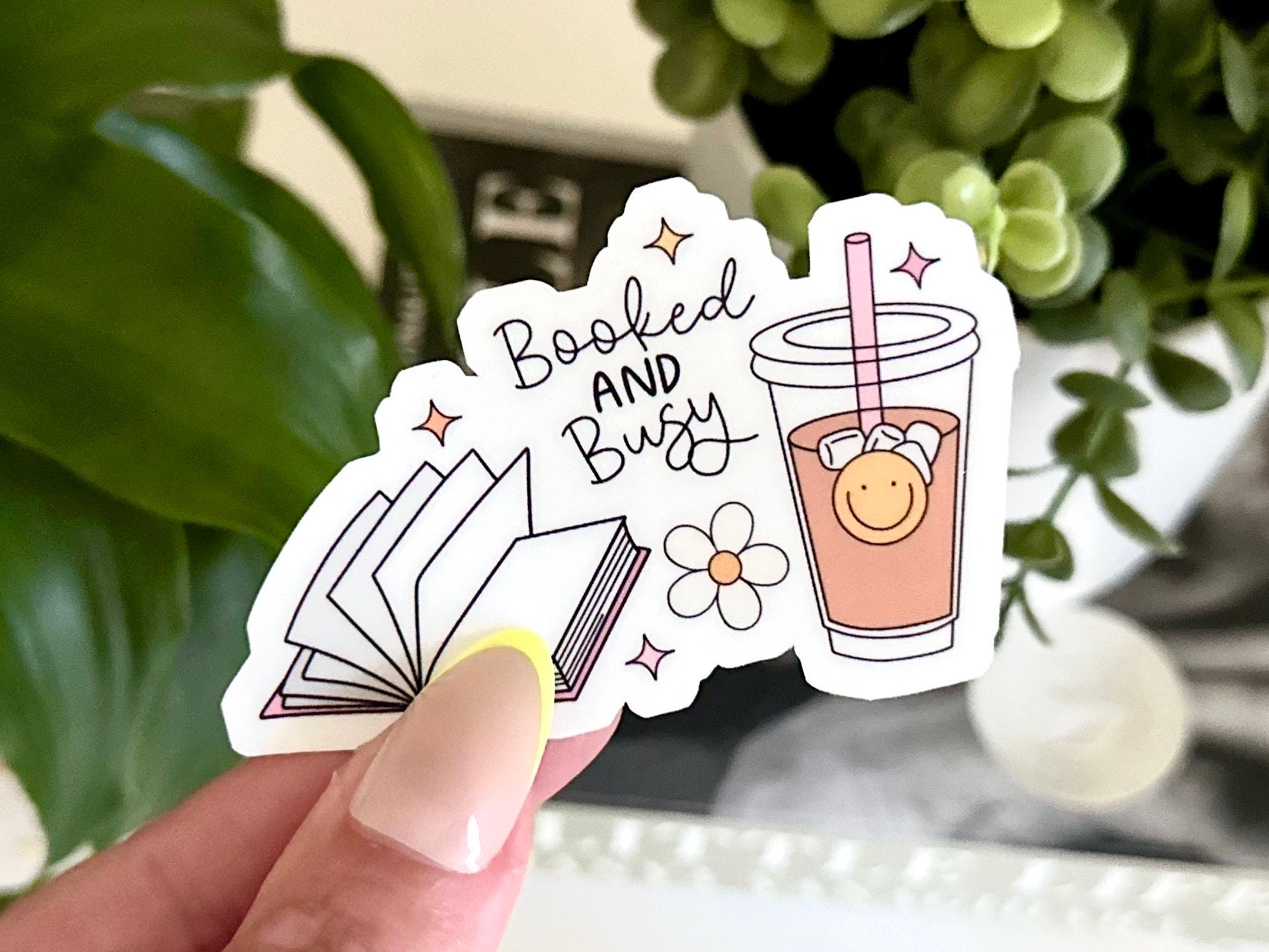 Boock Sticker Booked and Busy Waterproof Sticker: Book Lover Decal - Etsy