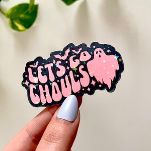 Let’s Go Ghouls Waterproof Sticker, Halloween Stickers, Spooky Decals, Halloween Gifts, Horror Gifts, Holographic Stickers