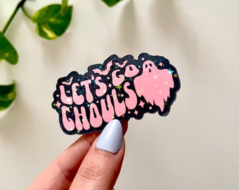 Let’s Go Ghouls Waterproof Sticker, Halloween Stickers, Spooky Decals, Halloween Gifts, Horror Gifts, Holographic Stickers