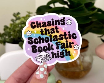 Chasing That Book Fair High Waterproof Sticker, Book Stickers, Gifts for Readers, Bookish Laptop Sticker, Book Lover Decal
