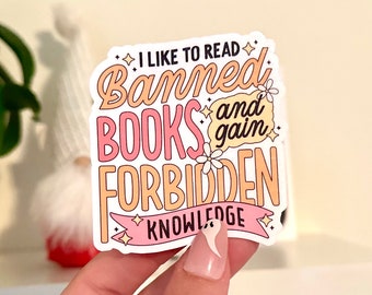 Verboden boeken en verboden kennis waterdichte sticker, boekstickers, cadeaus voor lezers, leesgrage laptopsticker, sociale rechtvaardigheid