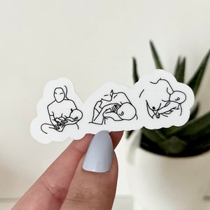 Naklejka wodoodporna Line Art Breastfeeding Mama, Naklejki dla mam, Naklejki na kubki, Naklejka na butelkę z wodą, Prezenty dla mamy, Naklejka na laktator