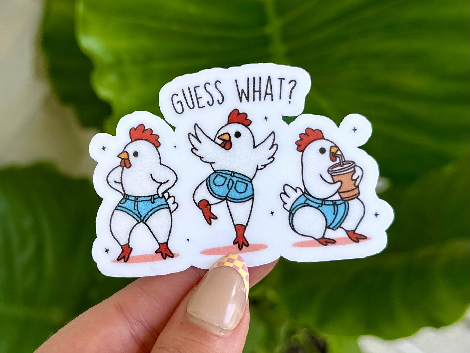 Humorous Stickers 2 Pack Guess What Chicken Butt Stickers - 4.5 Inch ...