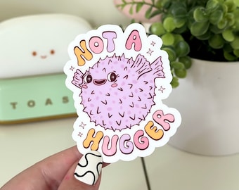 Not a Hugger Waterproof Sticker, Groovy Sticker, Self Care, Self Love Sticker, Mental Health Gifts, Trendy Sticker