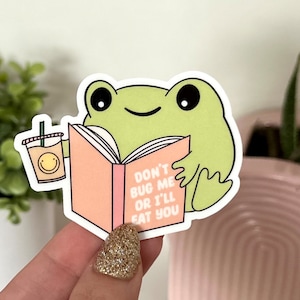 Don’t Bug Me or I’ll Eat You Frog Waterproof Sticker, Funny Gifts, Succulent Stickers, Laptop, Waterbottle, Tumblr Decal, Groovy, Handdrawn