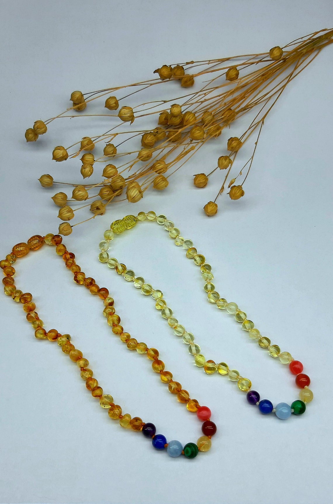 7 chakra amber necklace rainbow amber necklace 7 chakra Etsy