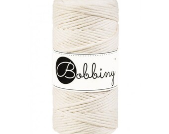 Natural 3mm Premium Macrame cord, 108 yards (100 meters) - Single strand macrame string, cotton cord, twisted macrame cord- Bobbiny