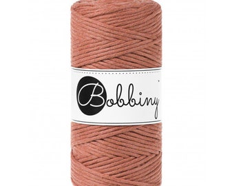 Terracotta 3mm Premium Macrame cord, 108 yards (100 meters) - Single strand macrame string, cotton cord, twisted macrame cord- Bobbiny