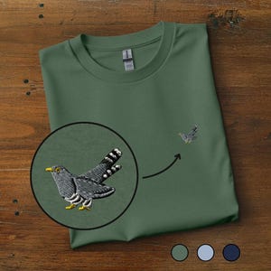 Common Cuckoo Embroidered T-Shirt: Unisex Cotton Crewneck, Minimalist Bird Tee