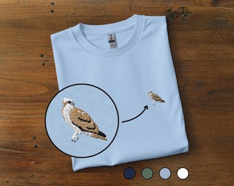 Osprey Embroidered T-Shirt: Unisex Cotton Crewneck, Minimalist Bird Tee